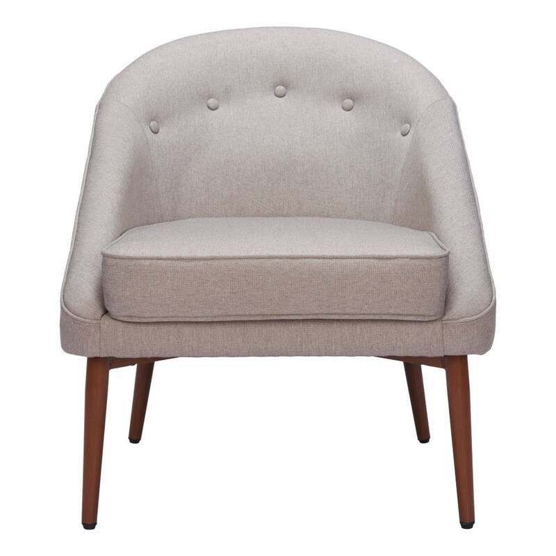 HomeRoots 28" Gray And Brown Fabric Tufted Barrel Chair - 28.3' X '31.7' X '30.3