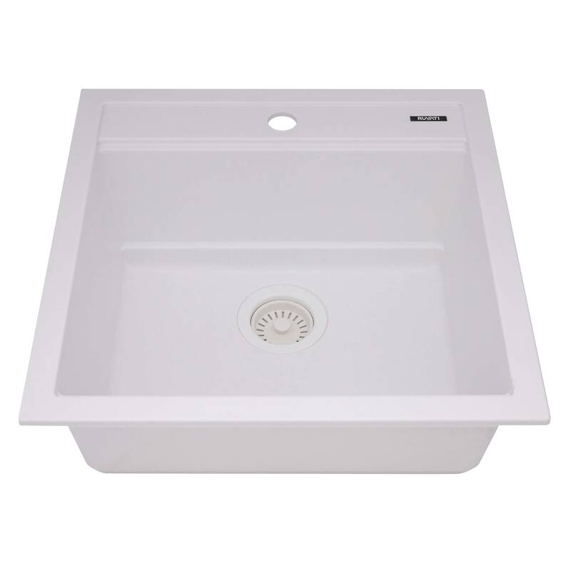 Ruvati 20-inch epiCube Granite Composite Workstation Drop-in Bar Prep Sink Matte White - RVG1620WH