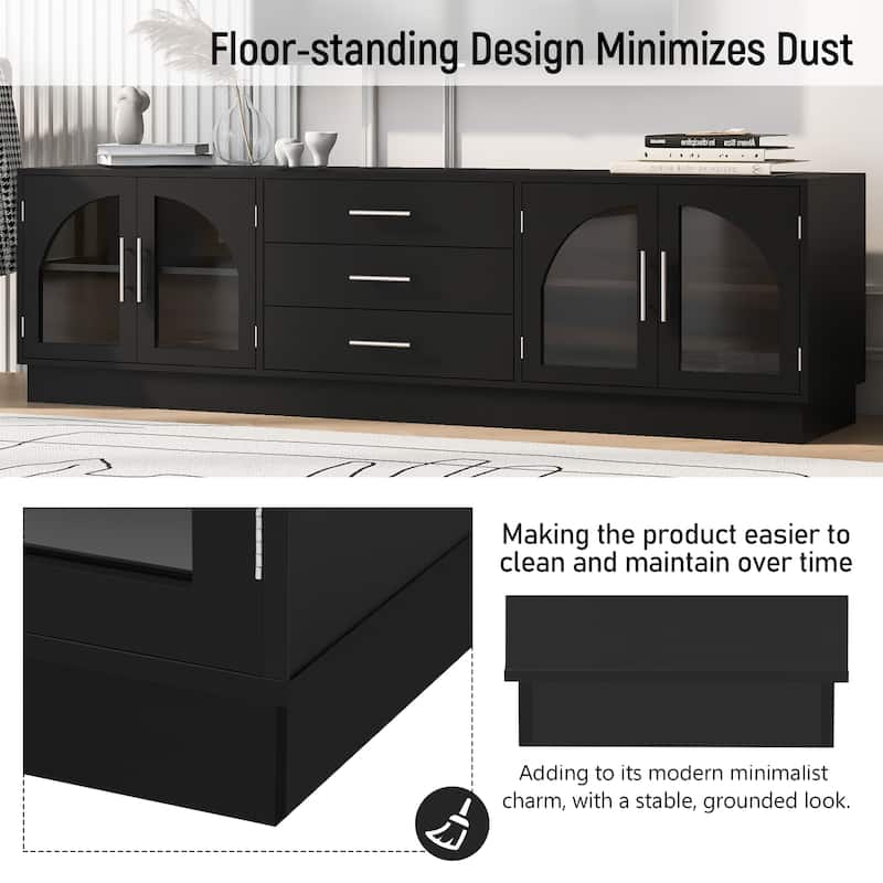 Modern TV Stand for 75" TVs with Adjustable Shelves - 68.9" D x 15.7" W x 19.8" H