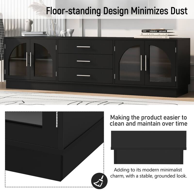 Roomfitters Modern Minimalist TV Stand for up to 75 Inch TV, Entertainment Console Cabinet with Adjustable Shelves
