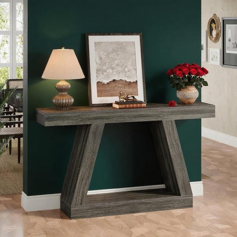 MDF Console Table with Farmhouse Rustic Style abd Storage - 55.12"W x 11.81"D x 31.5"H