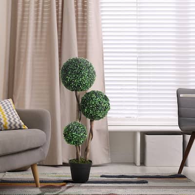 HOMCOM 35.5" Artificial Plant in Pot - Green