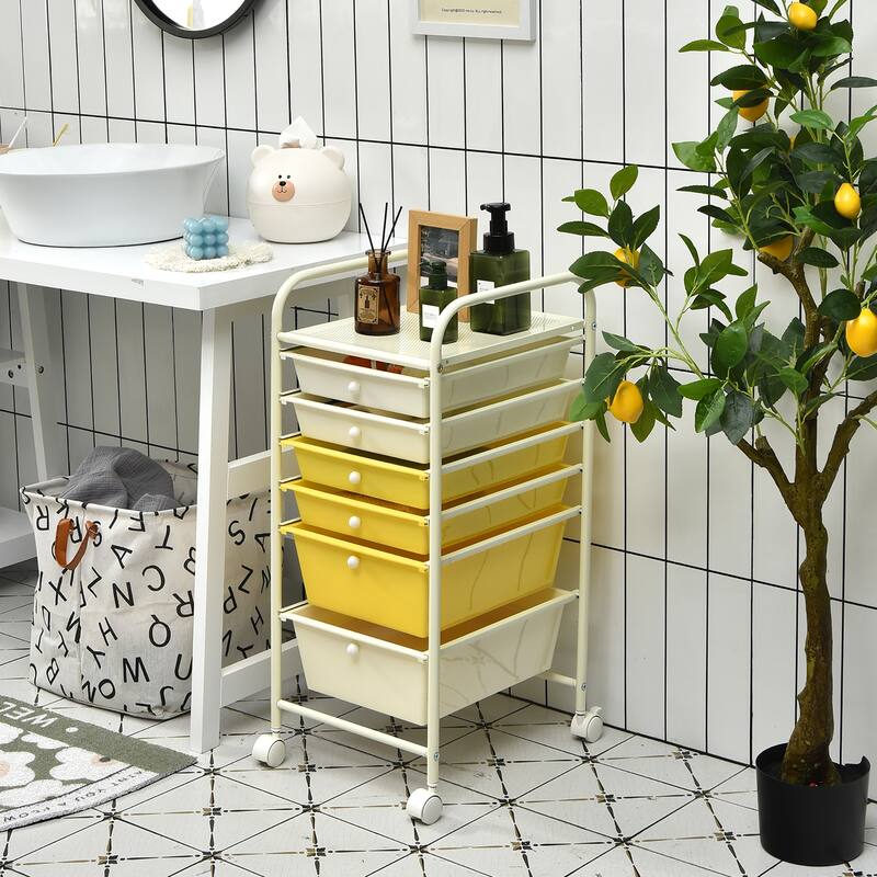 Costway 6 Drawer Rolling Storage Cart Scrapbook Paper Office Organizer - See details