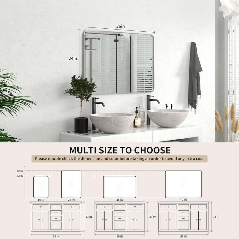Wall Mirror Vanity Mirror Bathroom Mirror with Round Corner (1 Piece)
