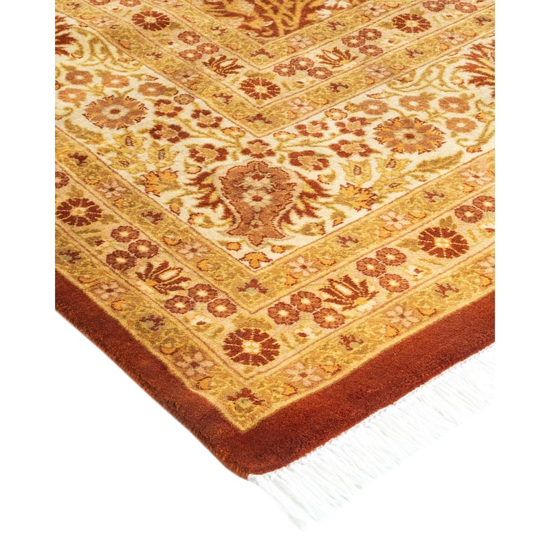 Overton Hand Knotted Wool Vintage Inspired Traditional Mogul Orange Area Rug - 12 x 15+