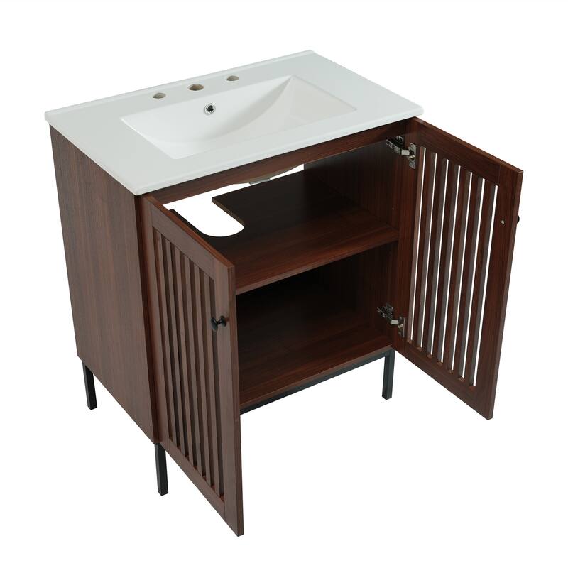 30" Vintage Bathroom Vanity with Ceramic Sink