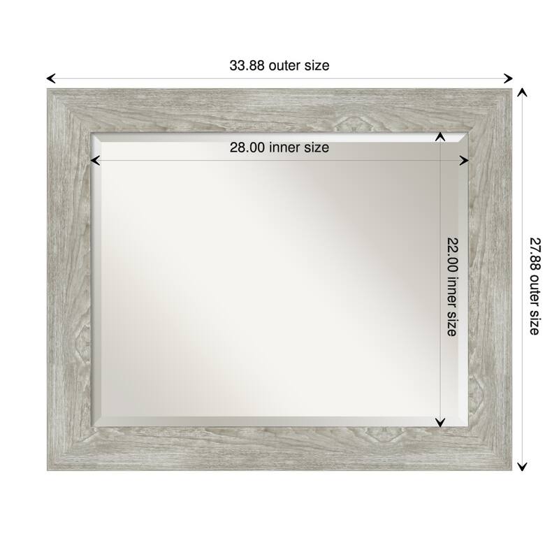 Beveled Wall Mirror - Dove Greywash Frame - Dove Greywash - 34 x 28-inch