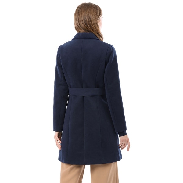 Allegra K Womens Buttoned Notched Collar Long Coat