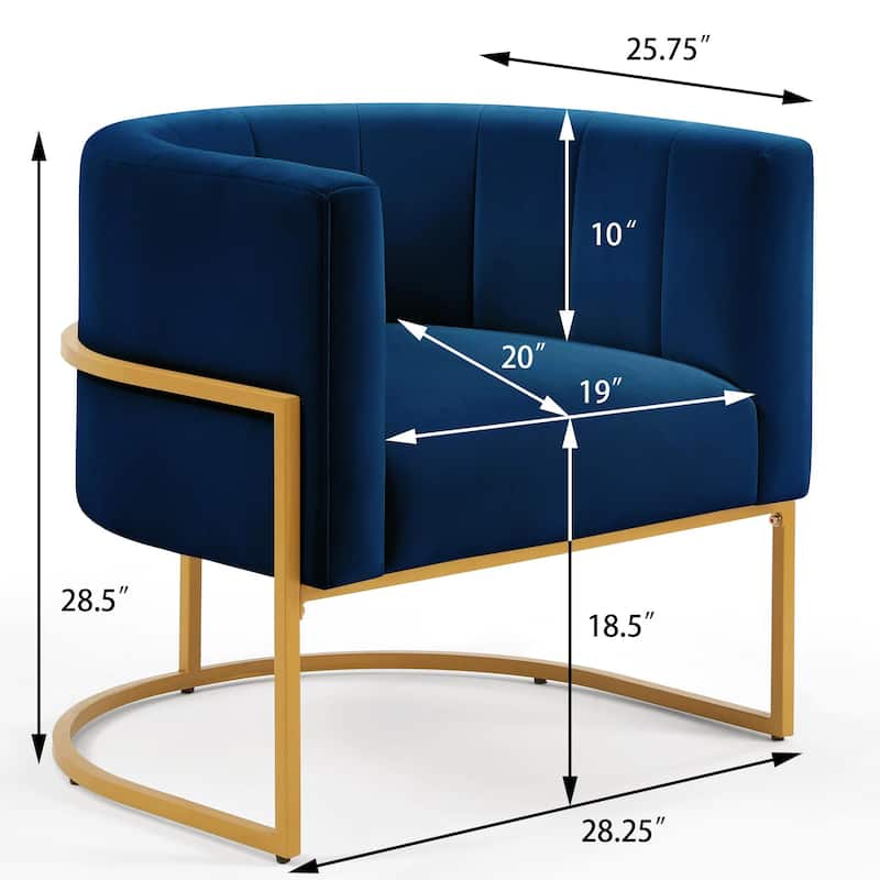 Upholstered Velvet Accent Chair with Golden Metal Stand