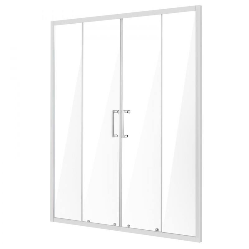 Chrome Double Sliding Shower Door with Tempered Glass and Aluminum Frame - 59 x 70 x 3.5 in
