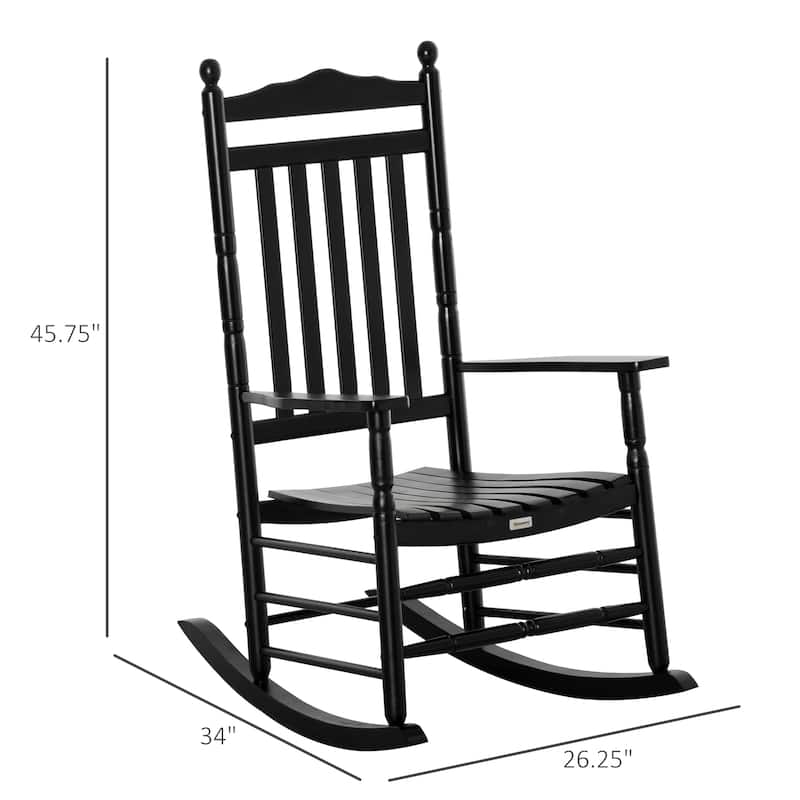 Outdoor Rocking Chair, Patio Wooden Rocking Chair with Smooth Armrests, High Back for Garden, Balcony, Porch