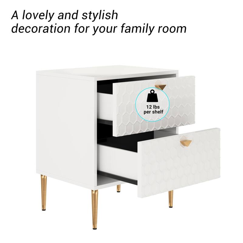 Morden Wood Furniture 2-Drawer Dresser Chest Side Table
