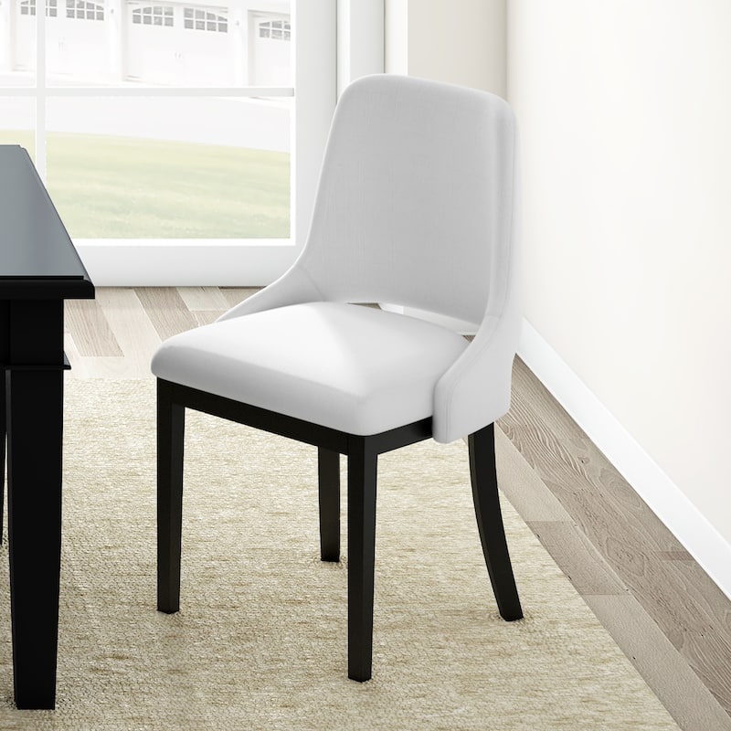 Wooden Dining Chairs Set of 2, Linen Upholstered Accent Kitchen Chair Dining Room Chairs, Farmhouse Style Dining Chair