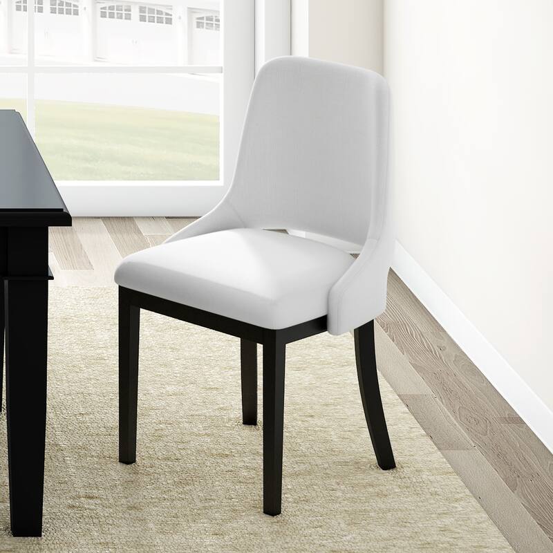 Wooden Dining Chairs Set of 2, Linen Upholstered Farmhouse Kitchen Dining Chairs, Dining Room Accent Chairs