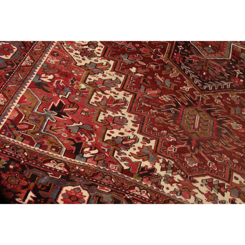 Hand Knotted Oriental 100% Wool Carpet Traditional Medallion Red Heriz Area Rug - 11' 11'' X 9' 4''