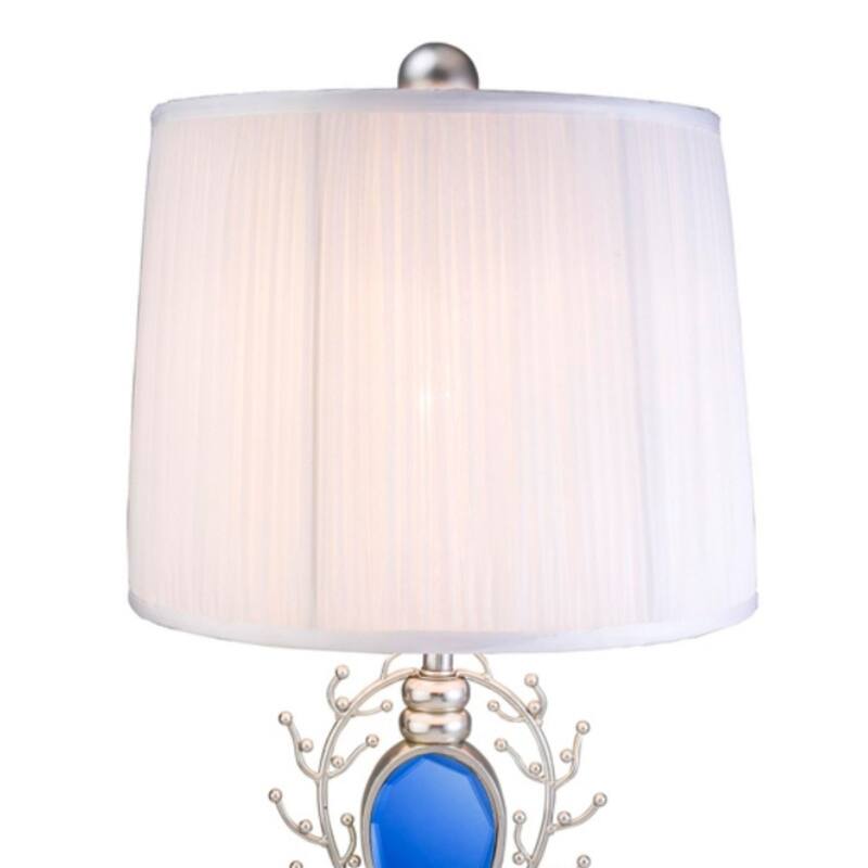 27.75" Tall Polyresin Table Lamp "Just Dazzle" with Silver finish, White Shade