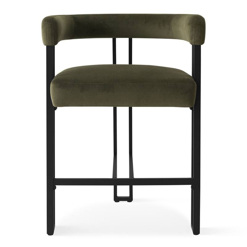 24" Seat Height Upholstered Velvet Solid back Counter Stool (Set os 4)