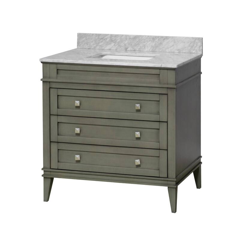 KitchenBathCollection Eleanor 36" Bathroom Vanity with Carrara Marble Top
