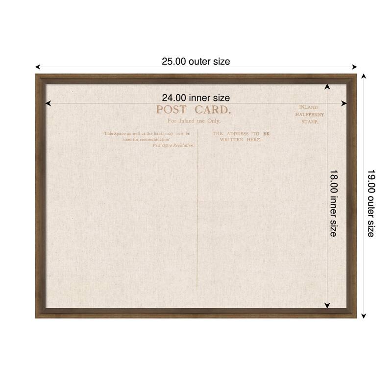 Kate and Laurel Framed Fabric Pinboard Linen Vintage Post Card Wall Organization