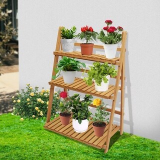 Ladder Plant Stand 3 Tier Foldable Flower Planter Shelf - Bed Bath ...