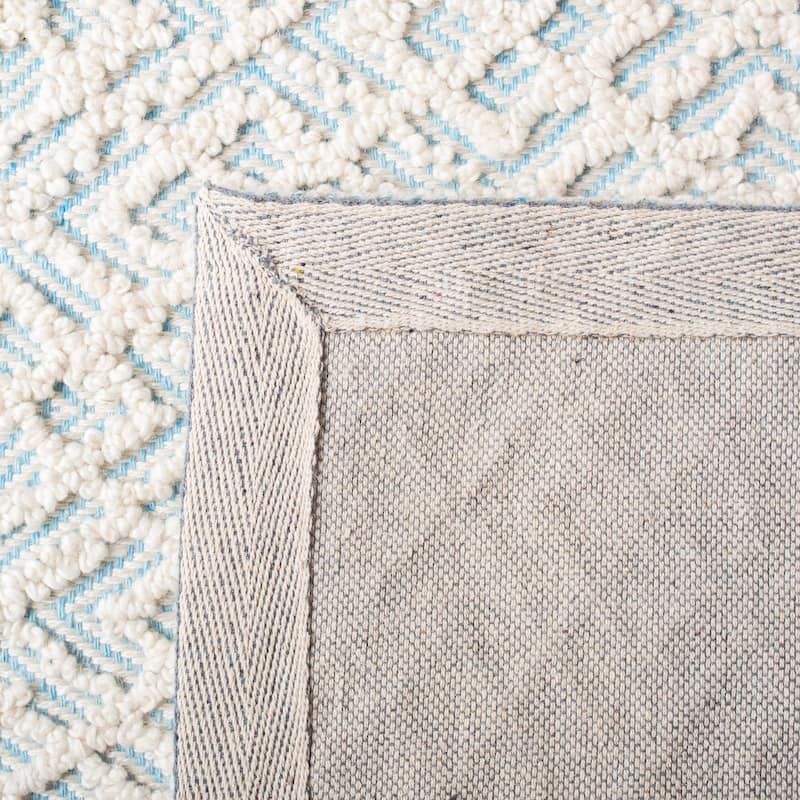 SAFAVIEH Handmade Trace Jakolien Wool/ Viscose Rug - Ivory/Blue - 8' x 10'