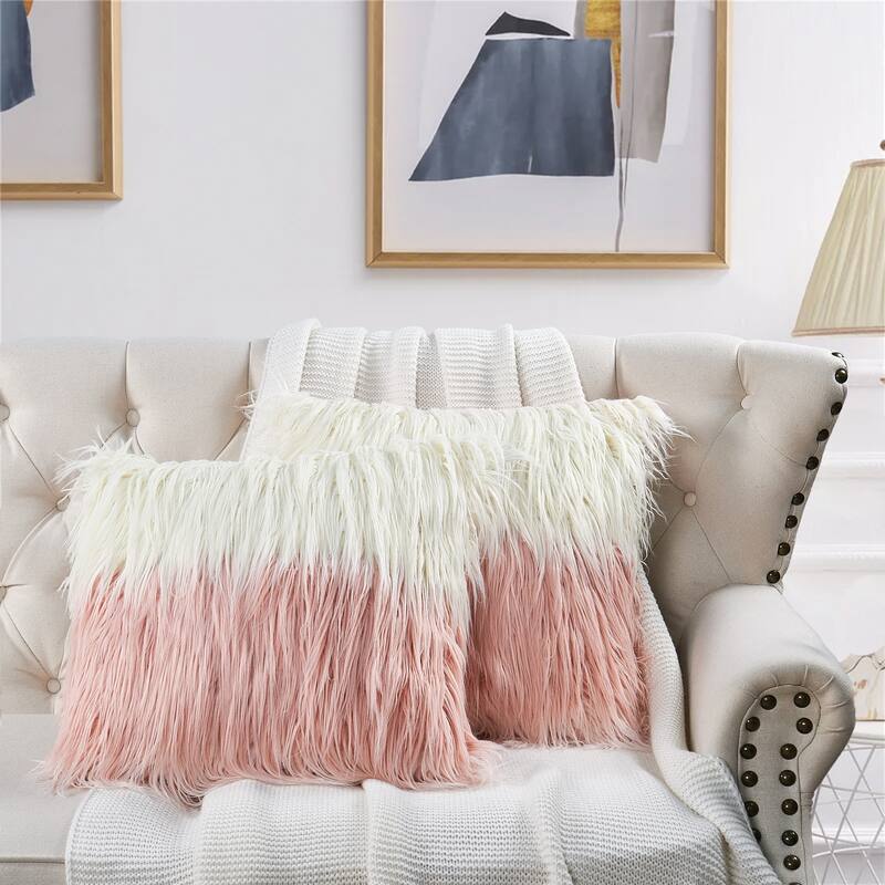 Tie Dyed Lamb Shaggy FauxFur 2 pc Pillow Shell, NO INSERT