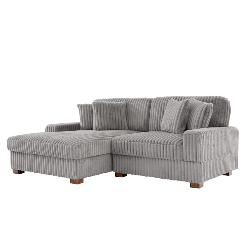 Anne 82" W Comfy Upholstered Plush Corduroy Modular Sectional Sofa