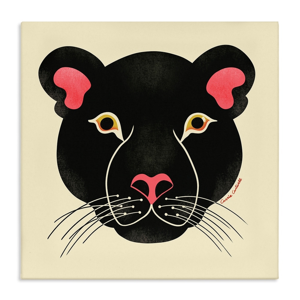 Stupell Minimal Wild Panther Face Canvas Wall Art Design By Carrie Cantwell