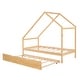 preview thumbnail 7 of 6, Natural Solid Pine Wood House Bed with Twin Size Trundle - Maximized Space and Comfort