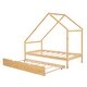 preview thumbnail 7 of 6, Solid Pine Wood House Bed with Twin Size Trundle - Maximized Space and Comfort