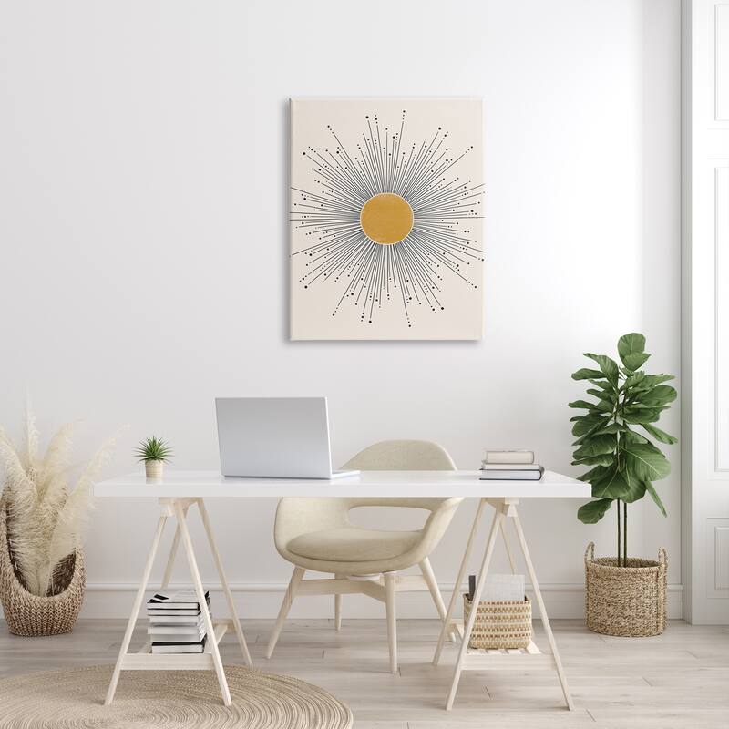 Stupell Art Deco Summer Sun Geometric Line Bursts Canvas Wall Art - Yellow