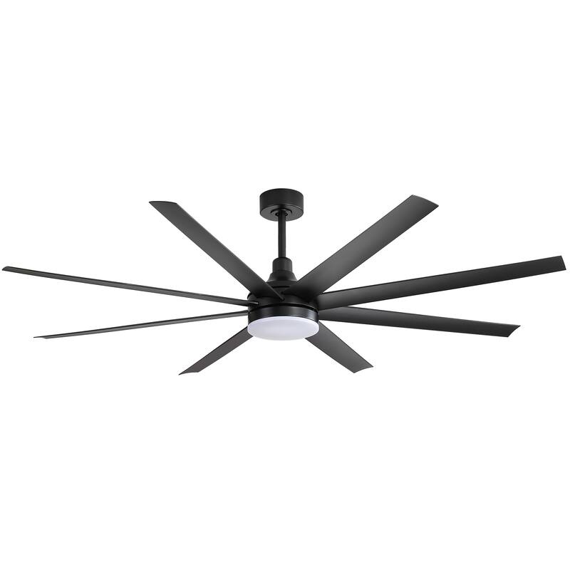 52"/ 65"/72" Black LED Ceiling Fan with Light Kit and Remote(5/8 Blade)