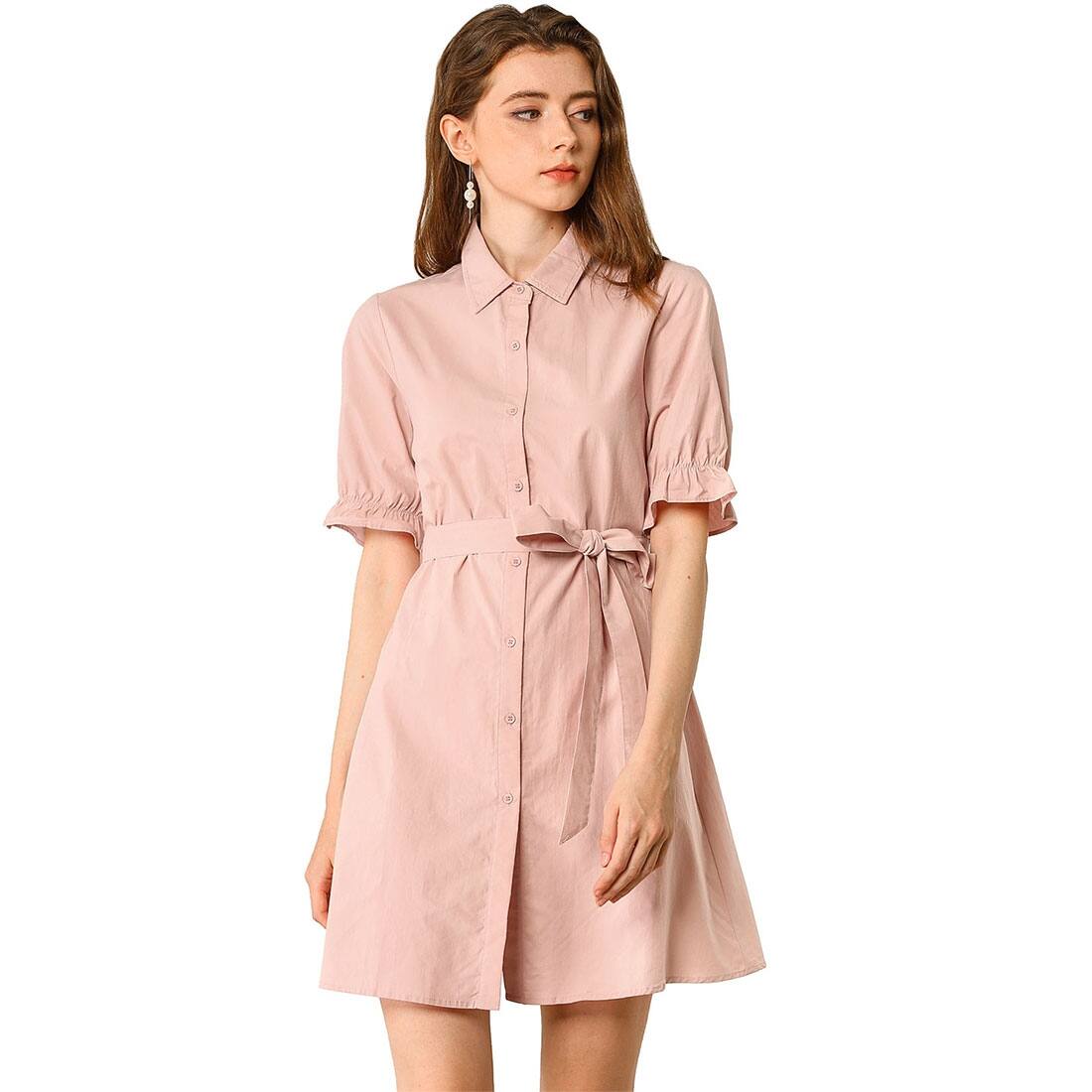 Cotton button down shirt dress clearance
