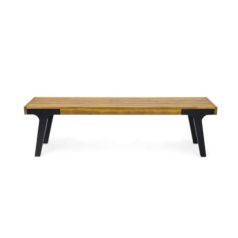 Modern Acacia Wood Dining Bench (Set of 2) - Weather-Resistant Outdoor/Indoor Seating