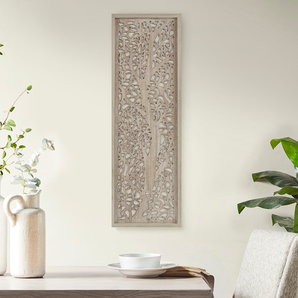 12 in. W x 36 in. H Laser Cut Tree Framed Panel Wall Decor, Rustic and Stylish Home Art by Emily Warne