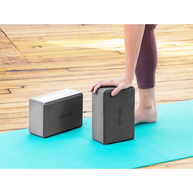 Sol Living Exercise Non Slip Foam Yoga Block 4" x 6" x 9" - 2 Pack
