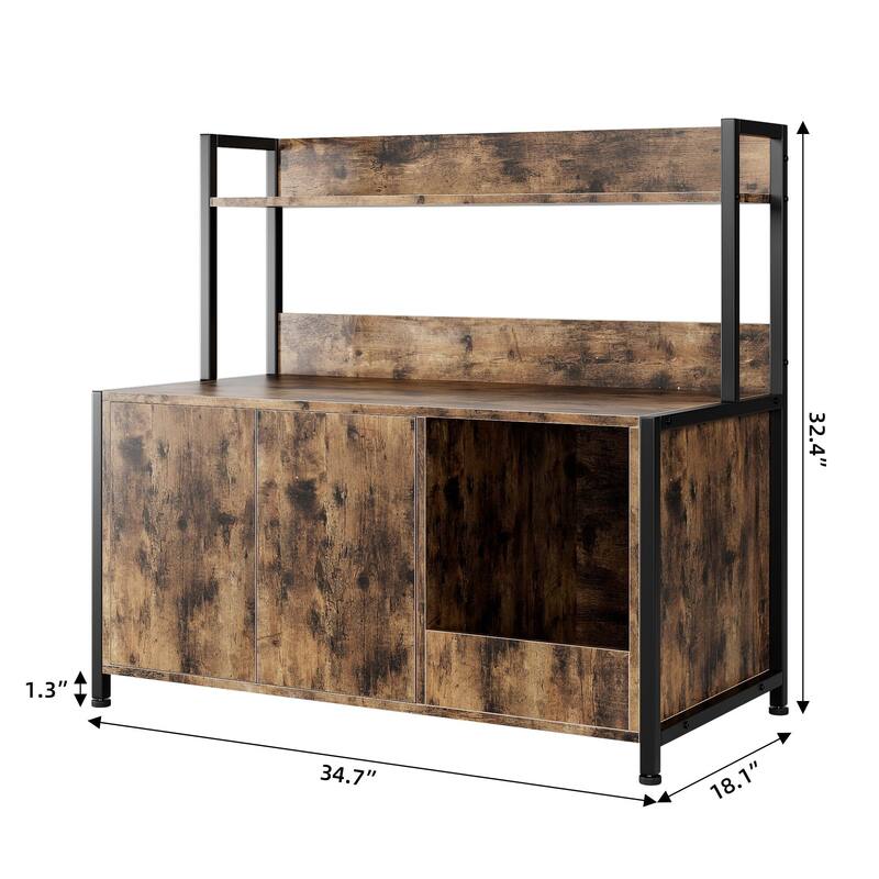 Litter Box Enclosure, Cat Litter Box Furniture with Removable Divider