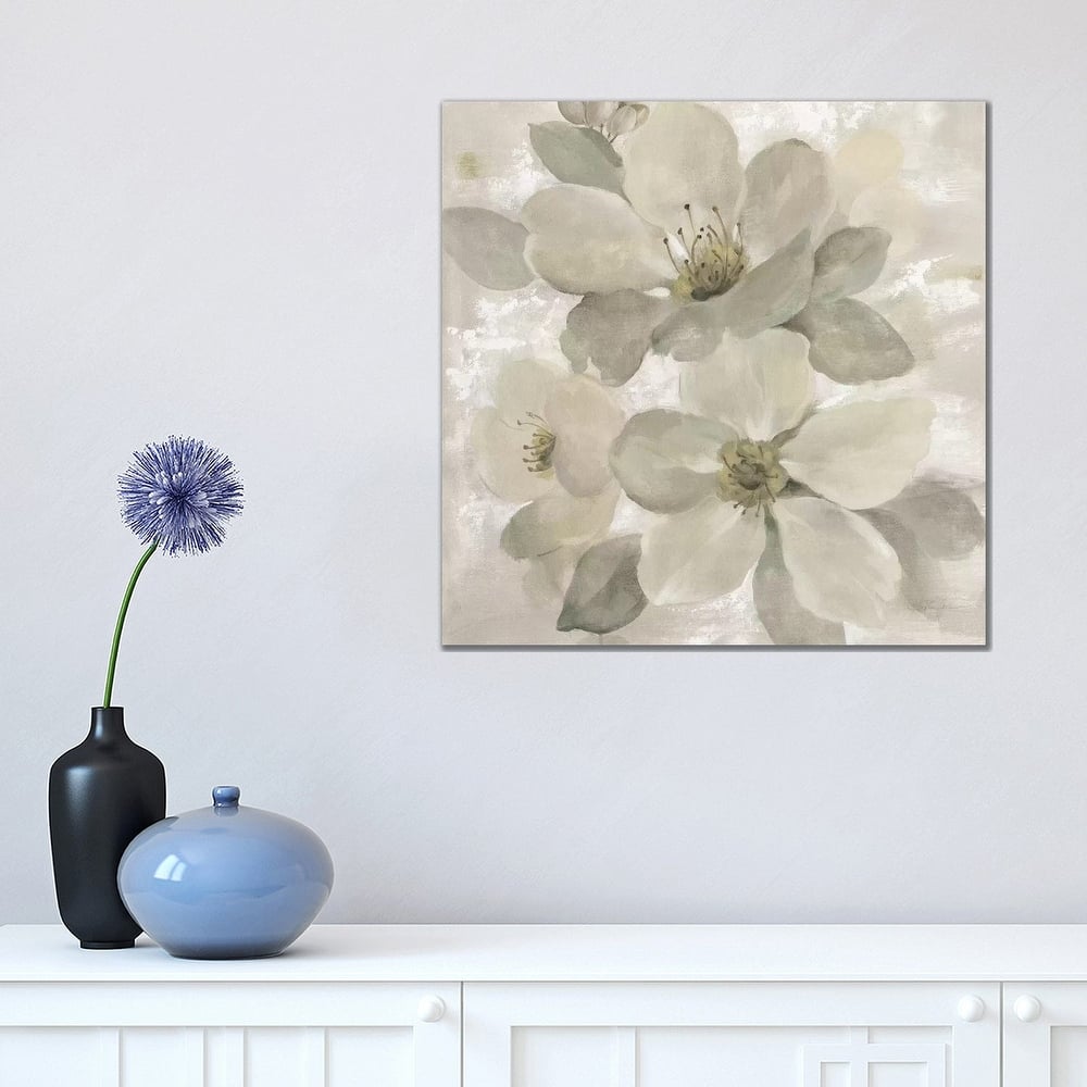 iCanvas "White On White Floral I" by Silvia Vassileva Canvas Print