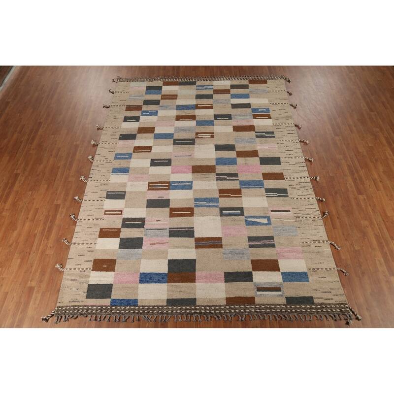 All-Over Geometric Moroccan Oriental Area Rug Hand-Knotted Wool Carpet - 8'11"x 12'4"