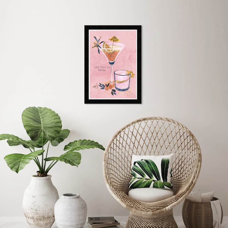 Wynwood Studio Golden Party Time Framed Trendy Fashion Kitchen Art Prints