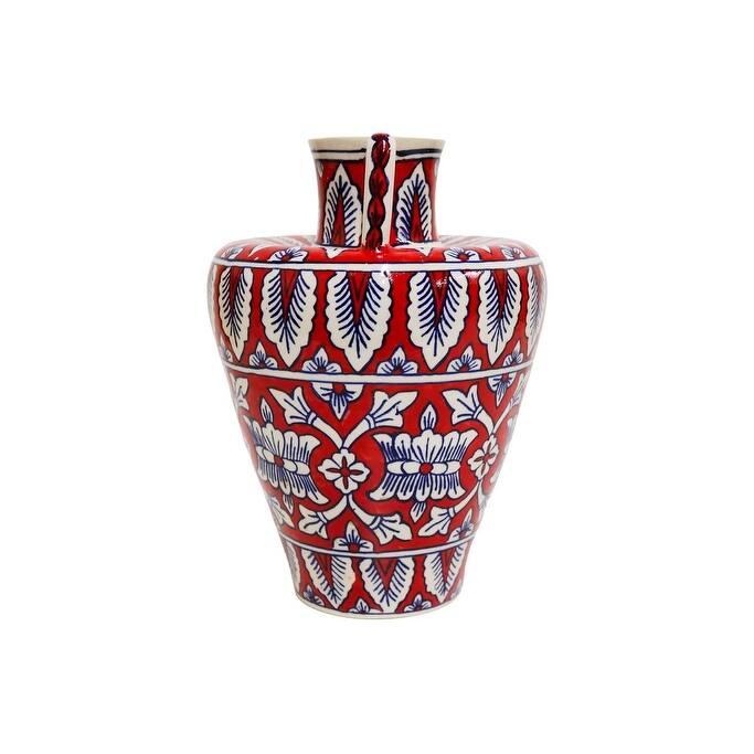 Home&Manor Ceramic Large Red Amphora Vase