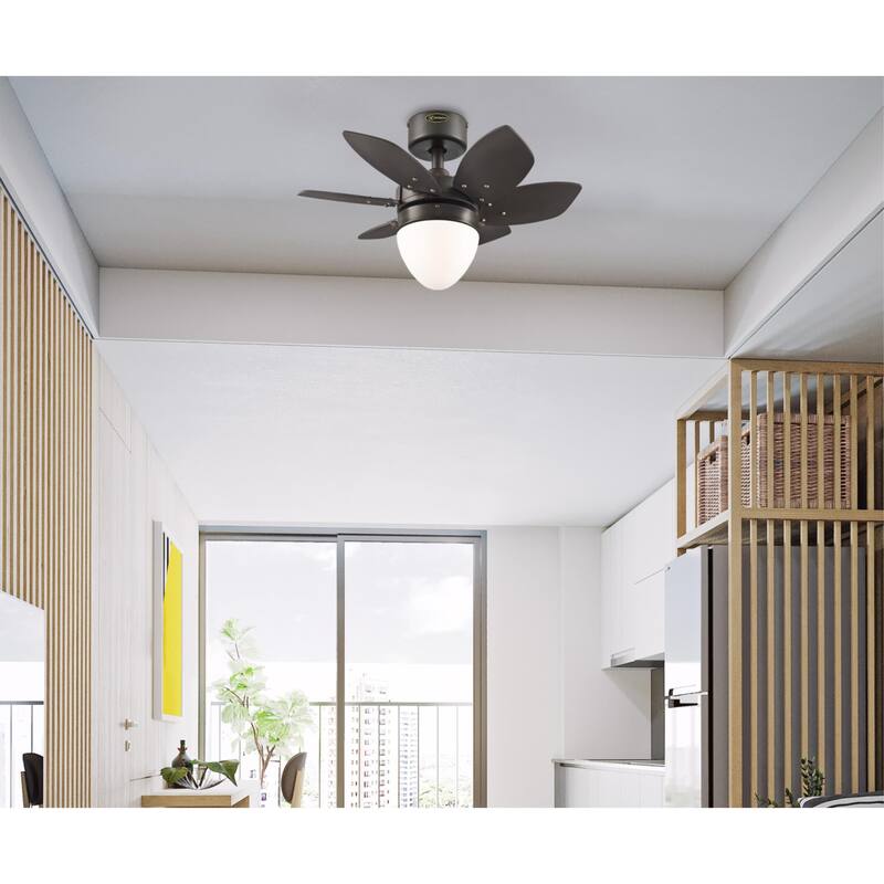 Westinghouse Lighting Origami 24-Inch 6-Blade Indoor Ceiling Fan with Dimmable LED Light and Opal Frosted Glass