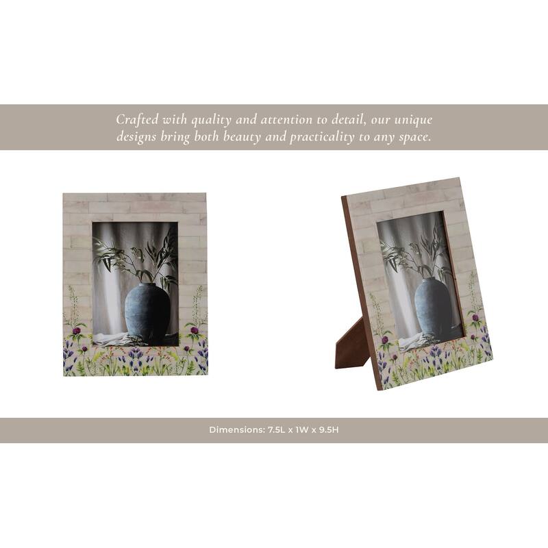 Sagebrook Home Boho Wood and Resin Photo Frame with MDF and Polyresin Construction