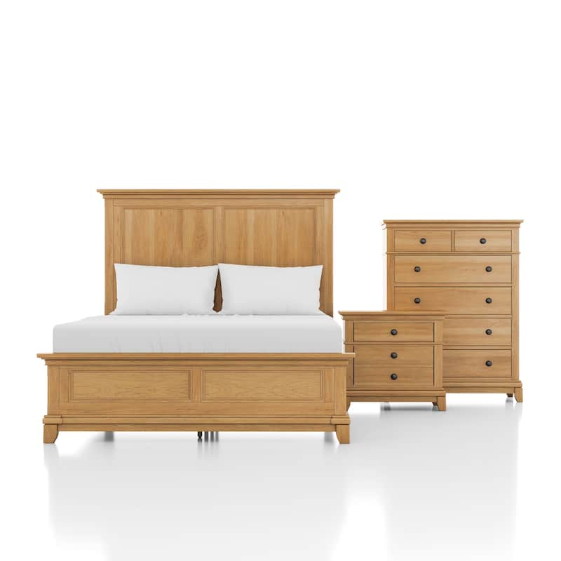 Furniture of America Wellington Farmhouse Natural Oak 3-Piece Wood Kids Bedroom Set