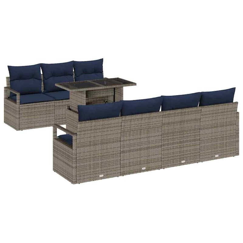 vidaXL 8 Piece Garden Sofa Set with Cushions - 90.6×24.4×27.2