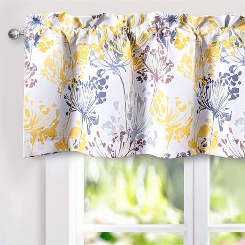 DriftAway Acacia Floral Blossom Watercolor Printed 100 Percent Blackout Thermal Insulated Window Curtain Valance