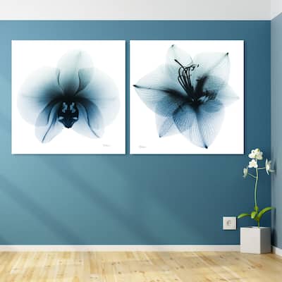 "Glacial Orchid & Amaryllis" Frameless Free Floating Tempered Glass Panel Graphic Wall Art