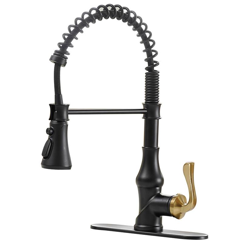 WIZ Single-Handle Pull-Down Sprayer 3 Spray High Arc Kitchen Faucet - Gold&Black