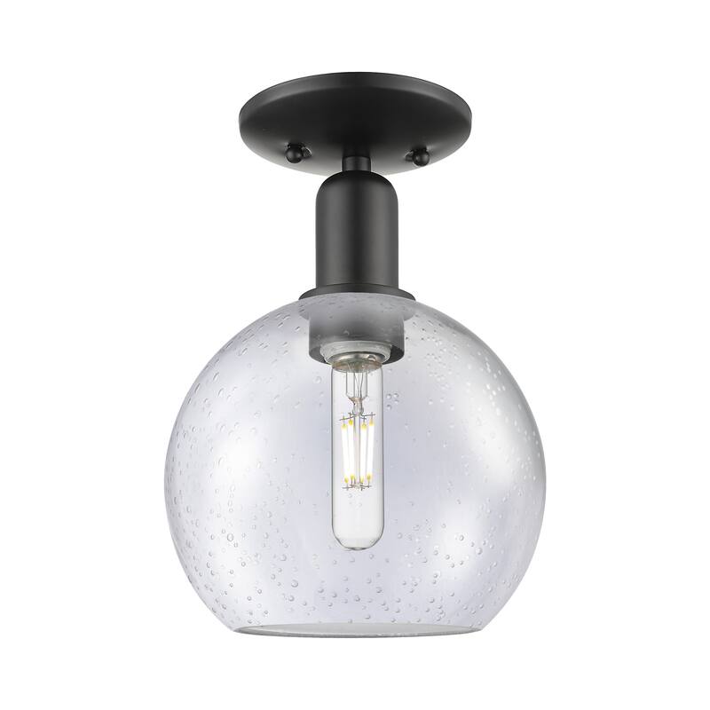 Innovations Lighting 716-1C-12-8 Athens Semi-Flush Athens 8" Wide - Matte Black / Seedy