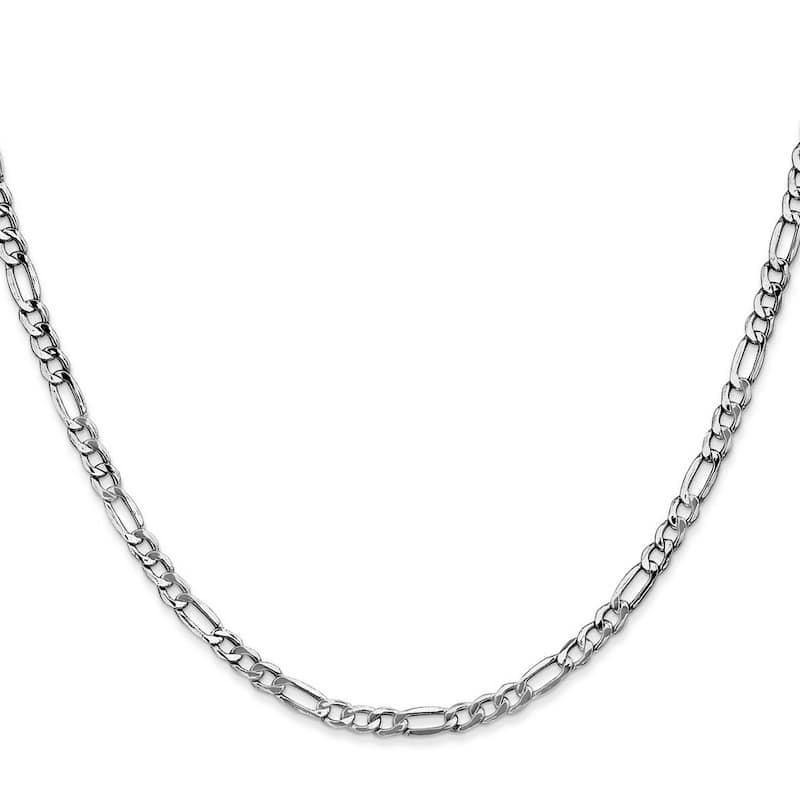 Curata 14k White Gold 3.5mm Semi-solid Figaro Chain Necklace (Lobster) Options 16 18 20 22